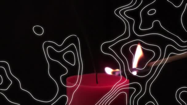在蜡烛和火柴上的异构动画 节庆及庆祝概念数码影片 — 图库视频影像