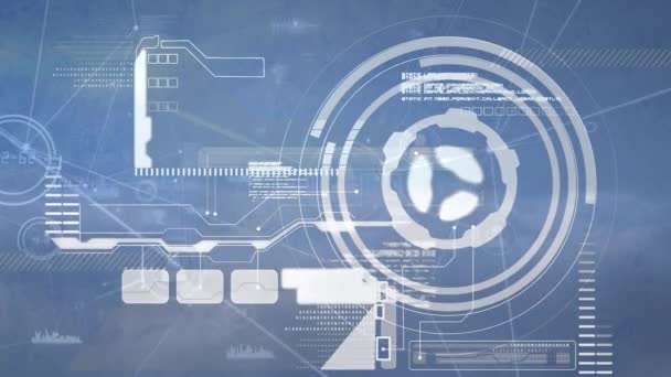 Animation Des Netzwerks Aus Verbindungen Ziel Und Datenverarbeitung Auf Blauem — Stockvideo