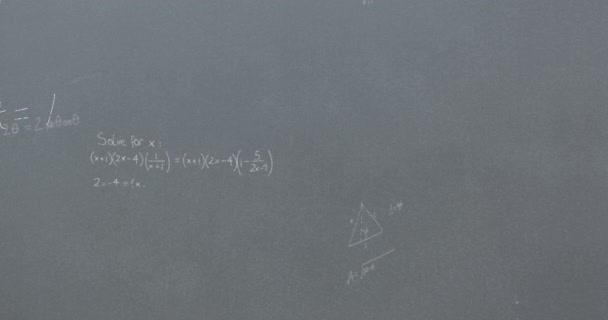 Animazione Equazioni Matematiche Sfondo Grigio Educazione Globale Connessioni Elaborazione Dei — Video Stock