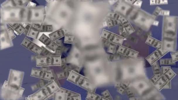 Animación Dólares Flotantes Sobre Terminal Pago Finanzas Globales Dinero Sin — Vídeos de Stock