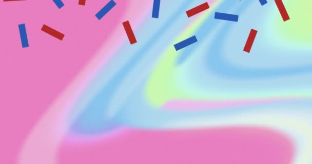 Animación Rayas Rojas Azules Sobre Gradiente Ondeando Fondo Azul Rosa — Vídeo de stock