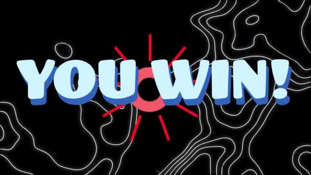 Animation You Win Text Moving Shapes Black Background Social Media — Stock Video