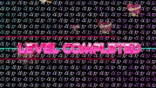 Animation Level Completed Digital Abstract Space Hearts Computer Games Technology — Stock Video