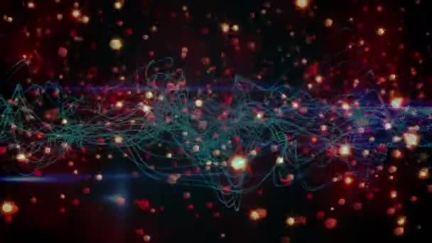青い線が動く上に光る光のアニメーション クリスマス お祝い グローバル接続のコンセプトデジタルで生成されたビデオ — ストック動画