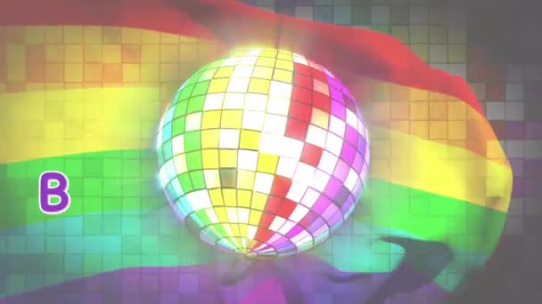 Animatie Van Geloven Alleen Tekst Regenboog Vlag Disco Wereldbol Lgbtq — Stockvideo