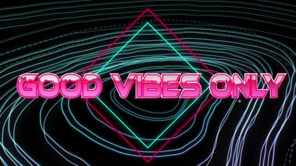 Animation Good Vibes Only Text Light Trails Black Background Video — Stock Video