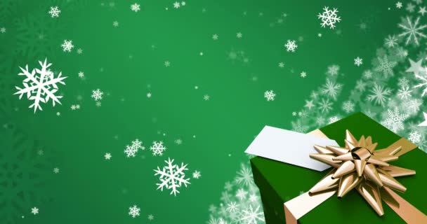 Анімація Падаючих Сніжинок Різдвяний Подарунок Різдво Традиція Концепція Святкування Цифрове — стокове відео