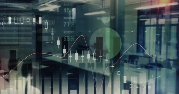 Animace Zpracování Finančních Údajů Přes Kancelář Globální Obchod Finance Digitální — Stock video