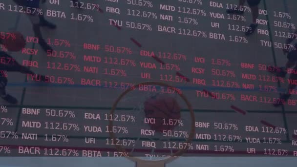 Animação Mercado Ações Sobre Diversos Jogadores Basquete Ginásio Conceito Global — Vídeo de Stock