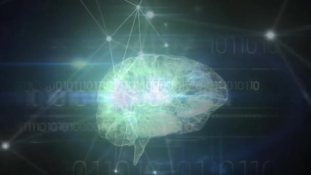 デジタル人間の脳と医療データ処理上の接続のネットワークのアニメーション 世界中の医療 データ処理 デジタルインターフェースの概念がデジタルで生成されたビデオ — ストック動画