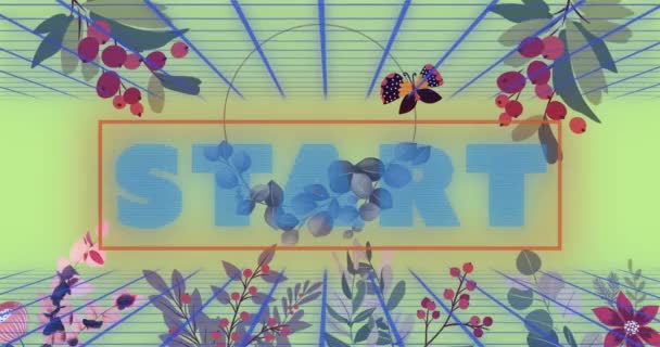 Animatie Van Start Digitale Abstracte Ruimte Met Bloemkader Computer Spel — Stockvideo