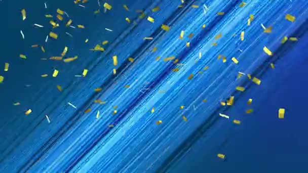 Animatie Van Confetti Vallen Gradiënt Gestreepte Blauwe Achtergrond Feest Feestconcept — Stockvideo