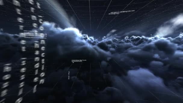 Animation Der Datenverarbeitung Über Wolken Cyber Kriminalität Cyber Angriffe Und — Stockvideo