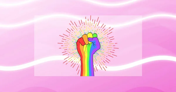 彩虹拍击粉色背景的图像 Lgbt Rights Equality Concept Digital Generated Image — 图库照片