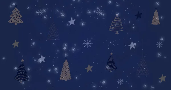 Image Snow Falling Christmas Tree Pattern Christmas Tradition Celebration Concept — Stock Photo, Image