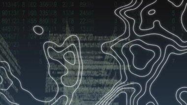 Veri işleme üzerine beyaz çizgilerin animasyonu. küresel iş, veri işleme, bağlantılar ve dijital arayüz konsepti dijital olarak oluşturulmuş video.