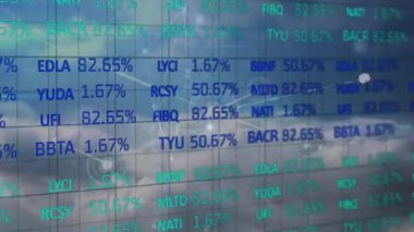 Borsa ekranındaki bağlantı ağının finansal verilerinin animasyonu. küresel ağlar, bağlantılar, finans ve dijital arayüz kavramı dijital olarak oluşturulmuş video.