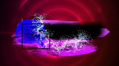 Kırmızı dairelerin üzerindeki renkli soyut şekillerin animasyonu. renk, hareket ve sinematografi kavramı dijital olarak oluşturulmuş video.