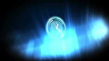Dijital renkli arkaplanda ilerleyen saatin animasyonu. zaman ve dijital arayüz kavramı dijital olarak oluşturulmuş video.