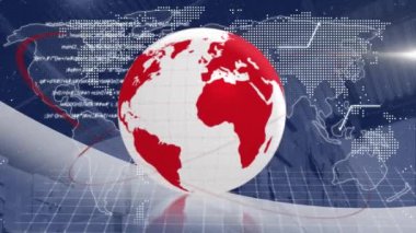 Depo üzerinden veri işleme ile küresel ve dijital arayüzün animasyonu. küresel gönderim, dağıtım, iş, veri işleme ve teknoloji konsepti dijital olarak oluşturulmuş video.