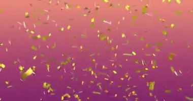 Konfeti animasyonu gradyan pembeden sarı arka plana düşüyor. parti ve kutlama konsepti dijital olarak oluşturulmuş video.