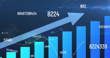 Finansal veri işleme animasyonu. küresel iş, finans, dijital arayüz ve bağlantılar konsepti dijital olarak oluşturulmuş video.