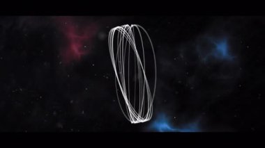 Siyah arka plandaki gök gürültüsüne karşı soyut dairesel geometrik şeklin dijital animasyonu. soyut vektör illüstrasyonu ve sanat konsepti