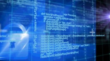 Güvenlik çemberinin işlemci çekirdeğine kilitlenmesi. küresel iletişim ve veri güvenliği konsepti dijital olarak oluşturulmuş video.