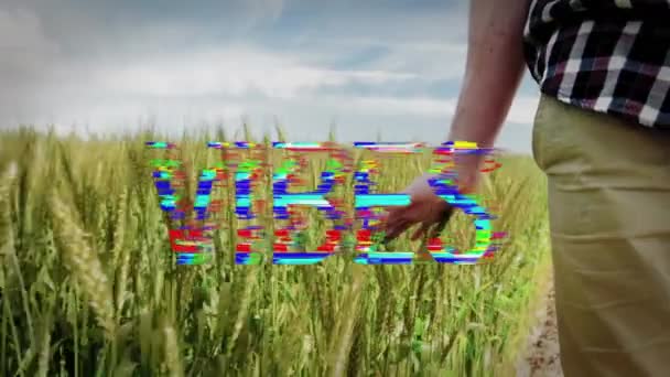 Animation Good Vibes Text Person Walking Field Social Media Messaging — Stock Video