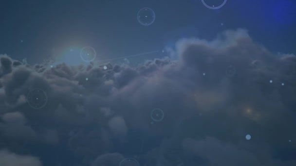 Animazione Della Rete Connessioni Con Statistiche Che Registrano Nuvole Background — Video Stock