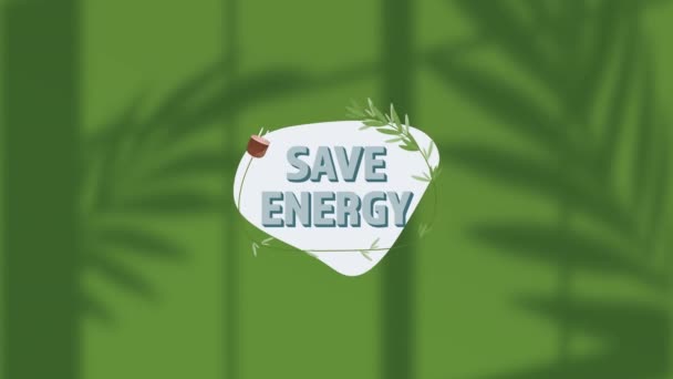 Animazione Risparmiare Energia Sfondo Verde Ambiente Sostenibilità Ecologia Energie Rinnovabili — Video Stock