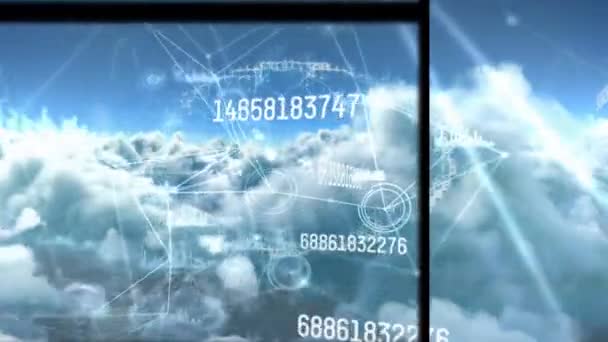 Animazione Reti Connessioni Elaborazione Dati Nuvole Cielo Connessioni Globali Concetto — Video Stock