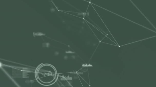 Animacja Sieci Połączeń Przetwarzania Danych Szarym Tle Globalne Połączenia Przetwarzanie — Wideo stockowe