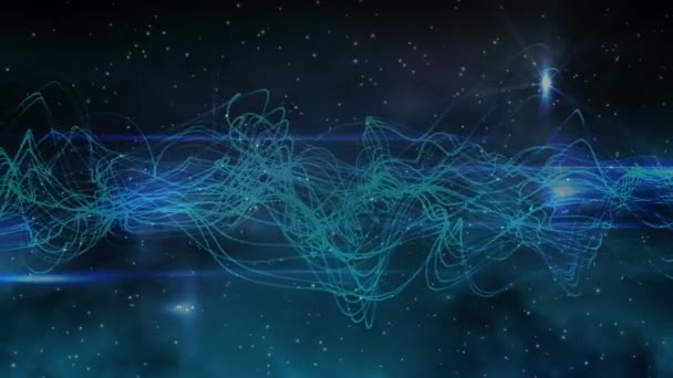 青い線が動く星のアニメーション クリスマス お祝い グローバル接続のコンセプトデジタルで生成されたビデオ — ストック動画