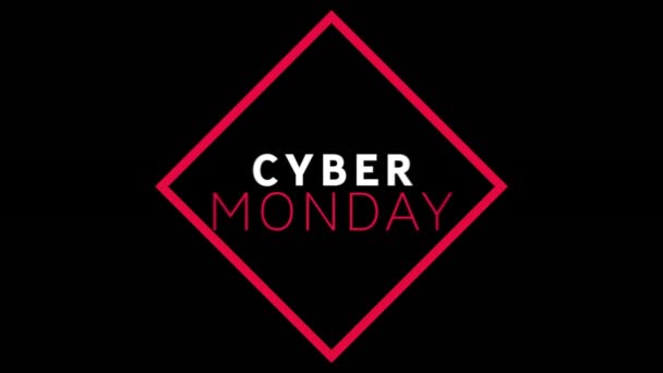 Digital Animation Cyber Monday Text Banner Black Background Sale Discount — Stock Video