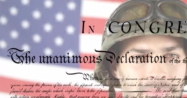 Kafkas Askeri Amerika Birleşik Devletleri Bayrağı Üzerine Makale Metninin Animasyonu — Stok video