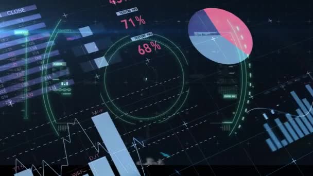 Animação Células Vírus Sobre Tela Com Dados Científicos Global Covid — Vídeo de Stock