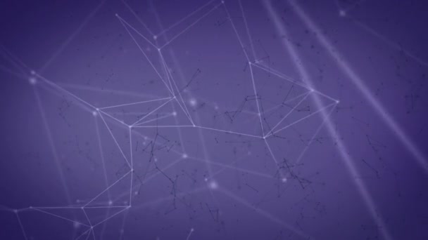 Animation Eines Netzwerks Von Verbindungen Mit Leuchtenden Flecken Auf Violettem — Stockvideo