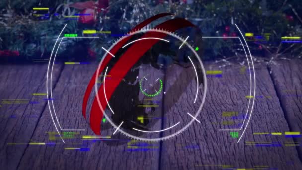 Animación Globo Escaneo Suelo Lana Red Global Conexiones Tecnología Procesamiento — Vídeos de Stock