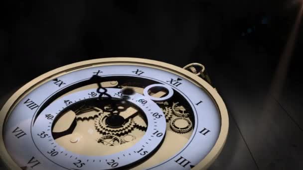 Animación Texto Finis Sobre Reloj Moviéndose Rápido Concepto Tiempo Movimiento — Vídeo de stock