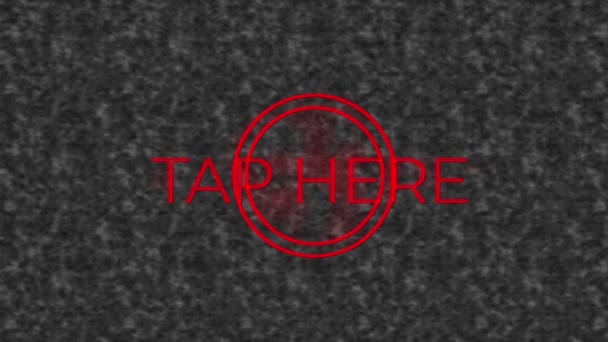 Digital Animation Neon Red Tap Here Text Banner Textured Grey — Stock Video