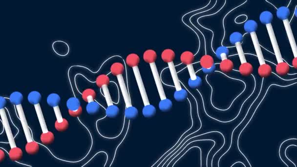 Animation Spinning Dna Strand Moving White Lines Science Data Processing — Stock Video