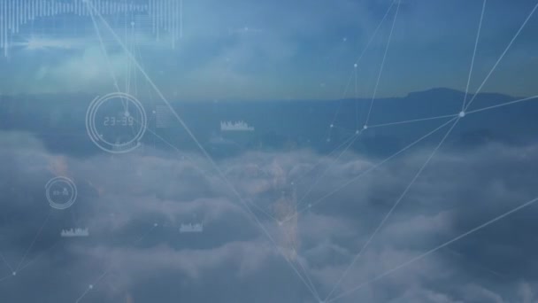 Animacja Sieci Połączeń Nad Chmurami Tle Globalne Połączenia Przetwarzanie Danych — Wideo stockowe