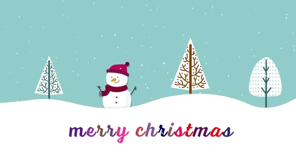 Imagen Texto Feliz Navidad Fuentes Multicolores Con Muñeco Nieve Copos —  Fotos de Stock