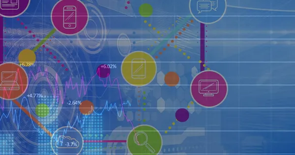 Bild Der Verarbeitung Von Finanzdaten Und Des Netzwerks Von Verbindungen — Stockfoto