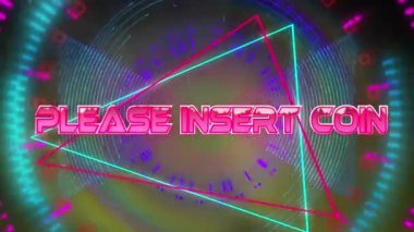 Lütfen dijital soyut boşluğa madeni para yerleştirin. bilgisayar, oyunlar ve teknoloji konsepti dijital olarak oluşturuldu.