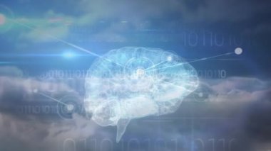 Dijital insan beyniyle tıbbi veri işleme üzerinden bağlantı ağlarının animasyonu. küresel tıp, bağlantılar, veri işleme ve dijital arayüz kavramı dijital olarak oluşturulmuş video.