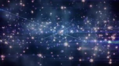 Bağlantı ağı üzerinden parlayan noktaların animasyonu. Noel, gelenek, kutlama ve küresel bağlantılar konsepti dijital olarak oluşturulmuş video.