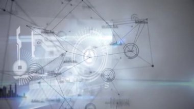 Beyaz arkaplanda bağlantılar ve veri işleme ağının animasyonu. küresel iş, bağlantılar ve dijital arayüz konsepti dijital olarak oluşturulmuş video.