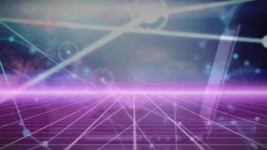 Veri işlemenin animasyonu, bağlantı ağları ve siyah arkaplan üzerindeki ışık yolları. küresel bağlantılar, veri işleme ve dijital arayüz konsepti dijital olarak oluşturulmuş video.